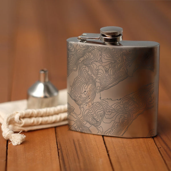 Whittier Alaska Custom Engraved City Map Inscription Coordinates on 6oz Stainless Steel Flask