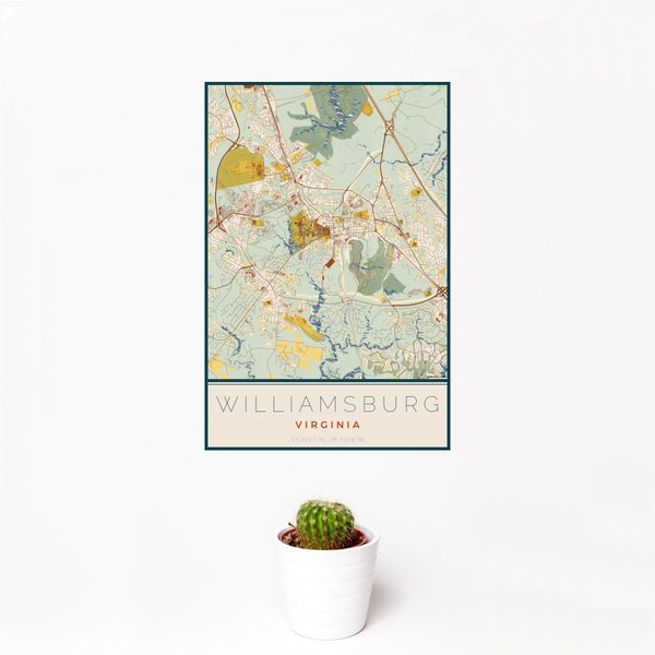 Williamsburg - Virginia Map Print in Woodblock