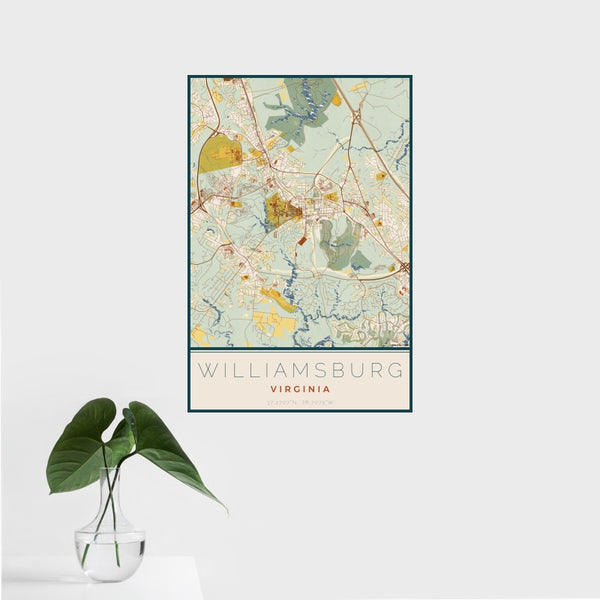 Williamsburg - Virginia Map Print in Woodblock