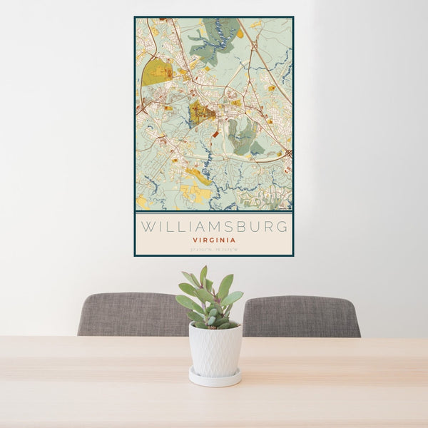 Williamsburg - Virginia Map Print in Woodblock