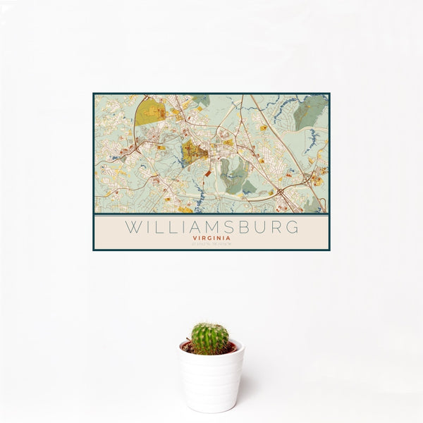 Williamsburg - Virginia Map Print in Woodblock