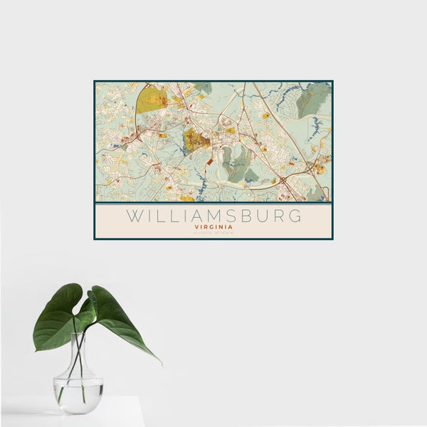 Williamsburg - Virginia Map Print in Woodblock