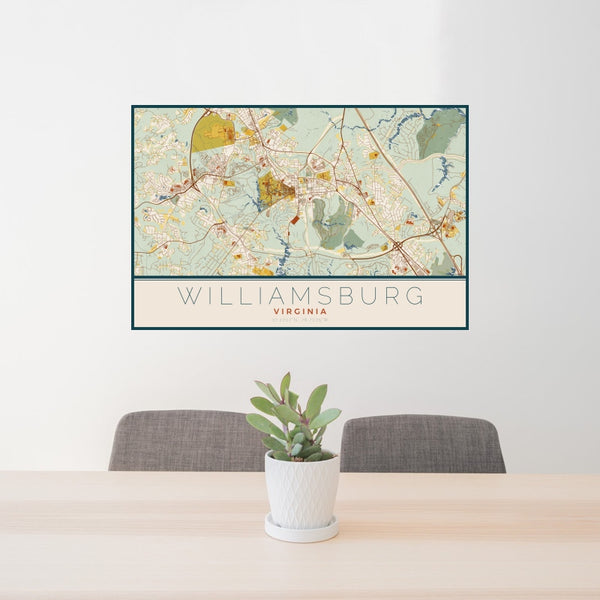 Williamsburg - Virginia Map Print in Woodblock