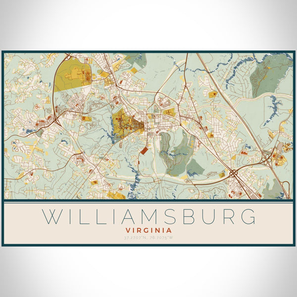 Williamsburg - Virginia Map Print in Woodblock