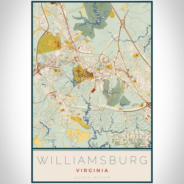 Williamsburg - Virginia Map Print in Woodblock