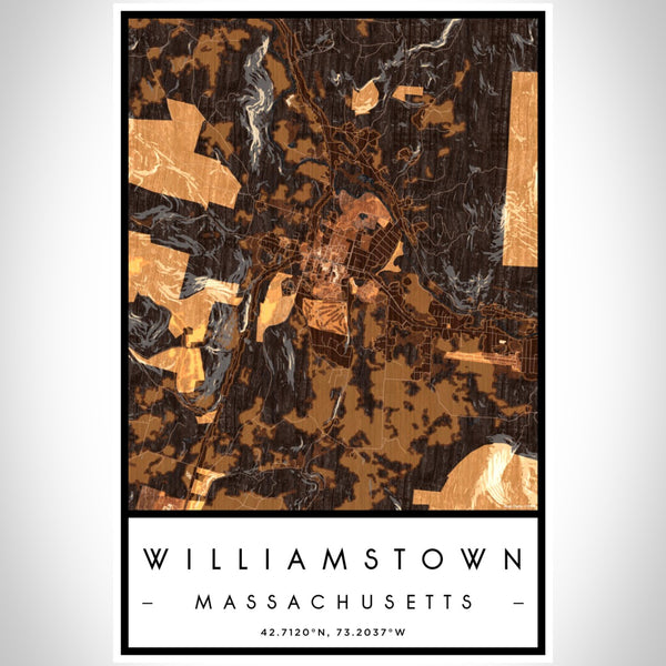 Williamstown - Massachusetts Map Print in Ember