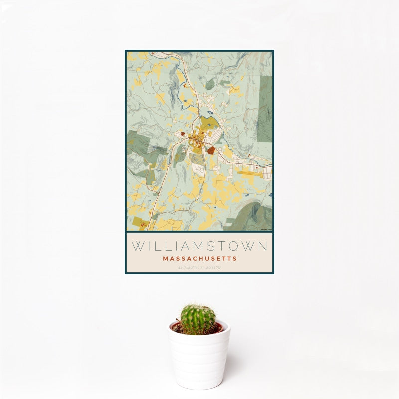 Williamstown - Massachusetts Map Print in Woodblock