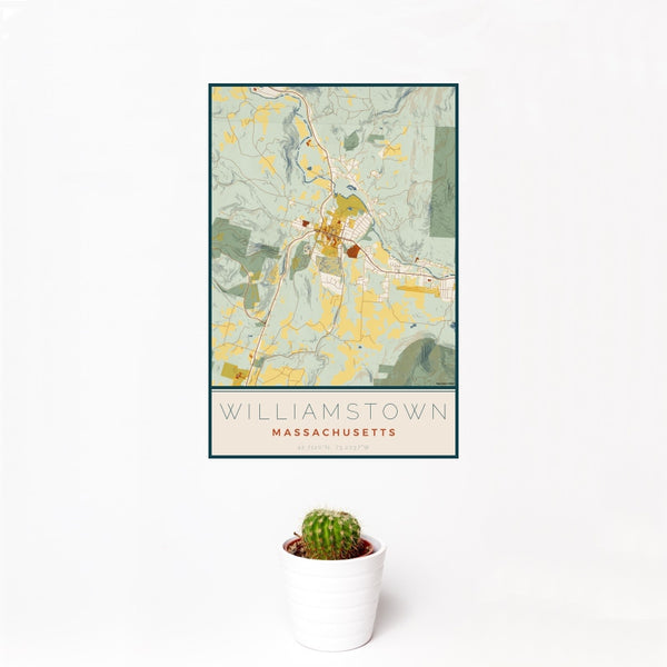 Williamstown - Massachusetts Map Print in Woodblock