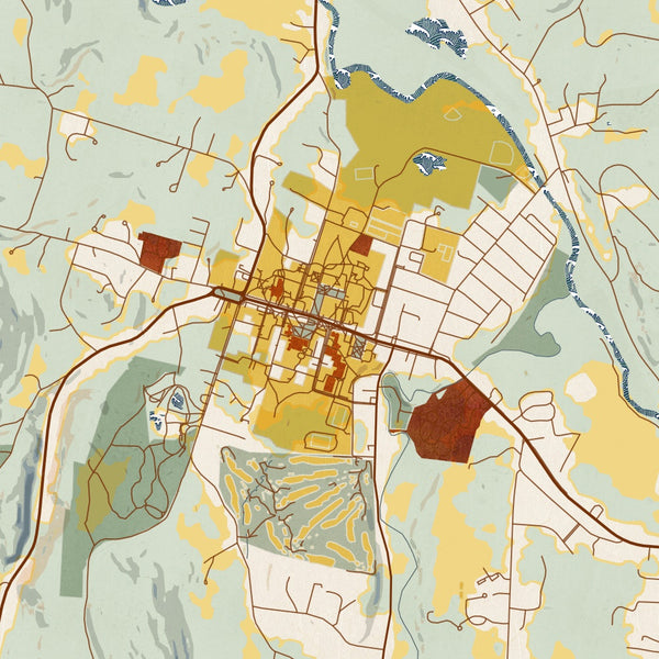 Williamstown - Massachusetts Map Print in Woodblock