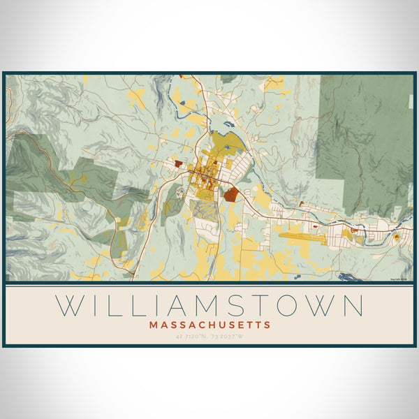 Williamstown - Massachusetts Map Print in Woodblock