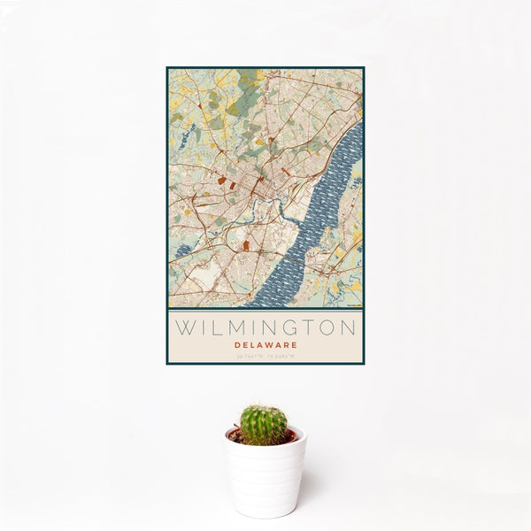 Wilmington - Delaware Map Print in Woodblock