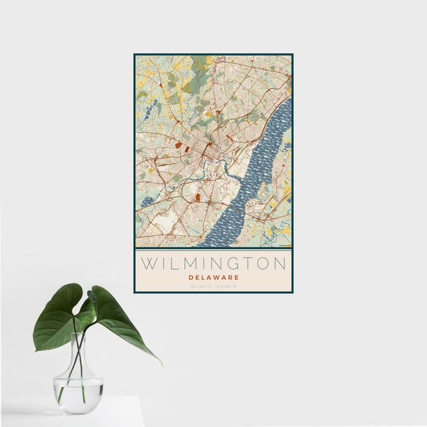 Wilmington - Delaware Map Print in Woodblock