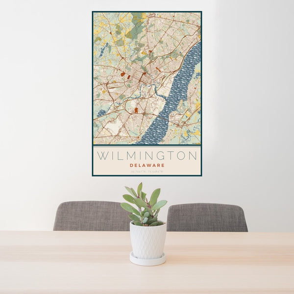 Wilmington - Delaware Map Print in Woodblock