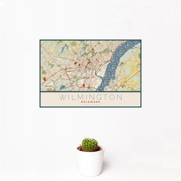Wilmington - Delaware Map Print in Woodblock