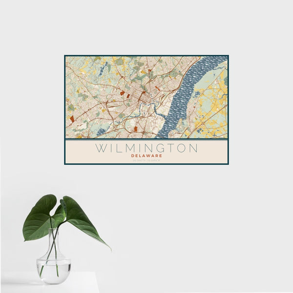 Wilmington - Delaware Map Print in Woodblock