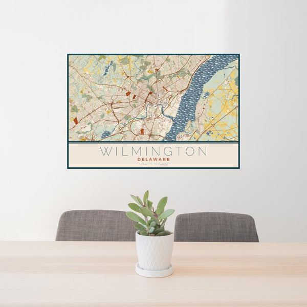 Wilmington - Delaware Map Print in Woodblock