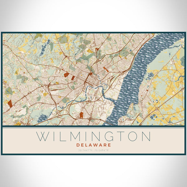 Wilmington - Delaware Map Print in Woodblock