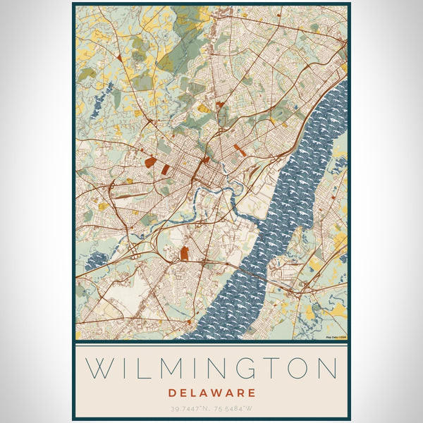 Wilmington - Delaware Map Print in Woodblock