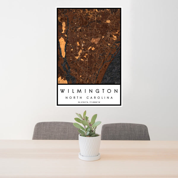 Wilmington - North Carolina Map Print in Ember