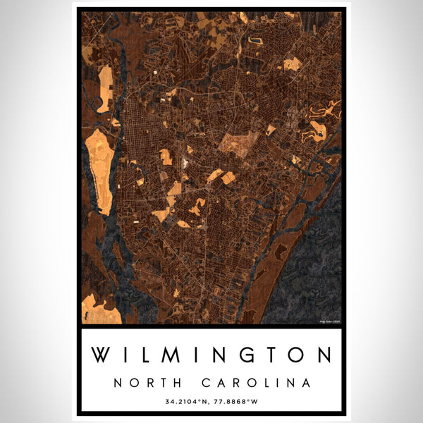 Wilmington - North Carolina Map Print in Ember