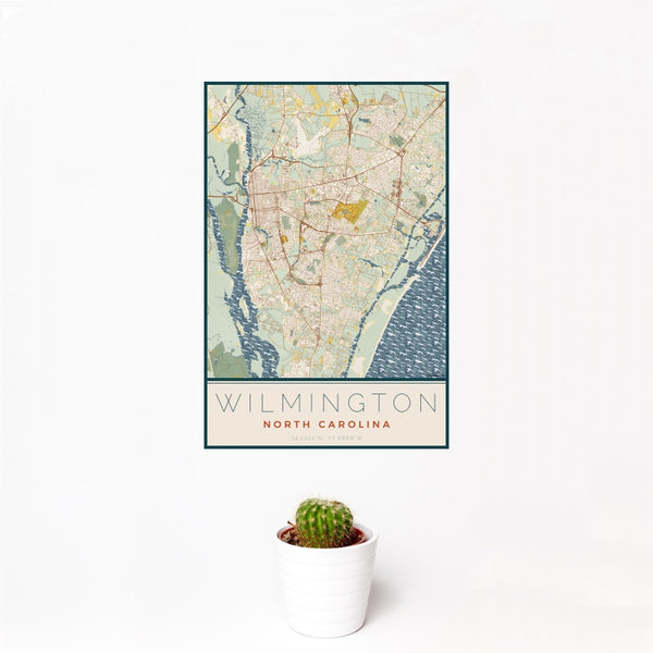 Wilmington - North Carolina Map Print in Woodblock