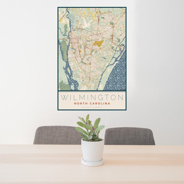 Wilmington - North Carolina Map Print in Woodblock