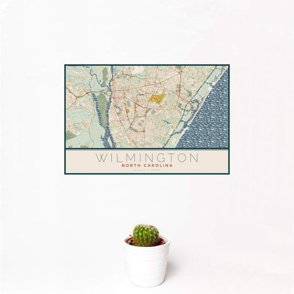 Wilmington - North Carolina Map Print in Woodblock