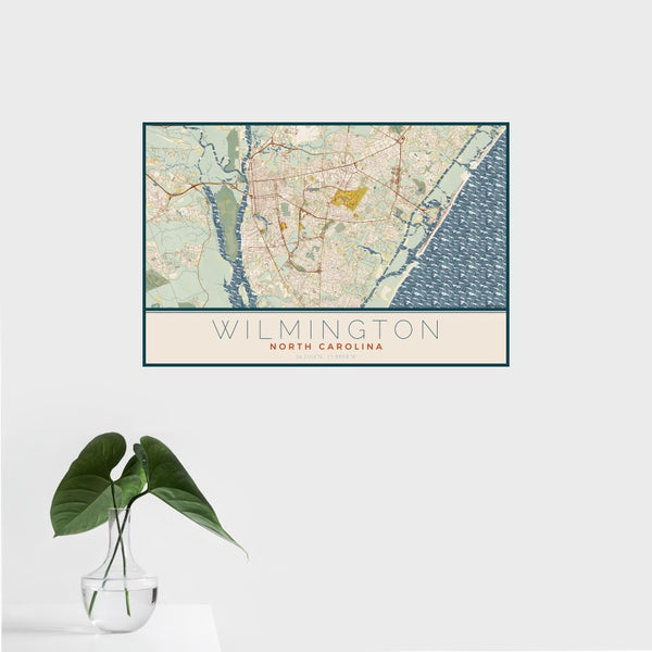 Wilmington - North Carolina Map Print in Woodblock