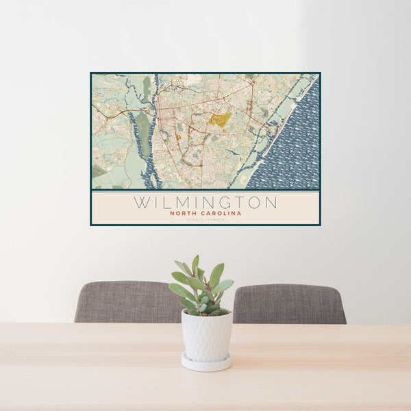 Wilmington - North Carolina Map Print in Woodblock