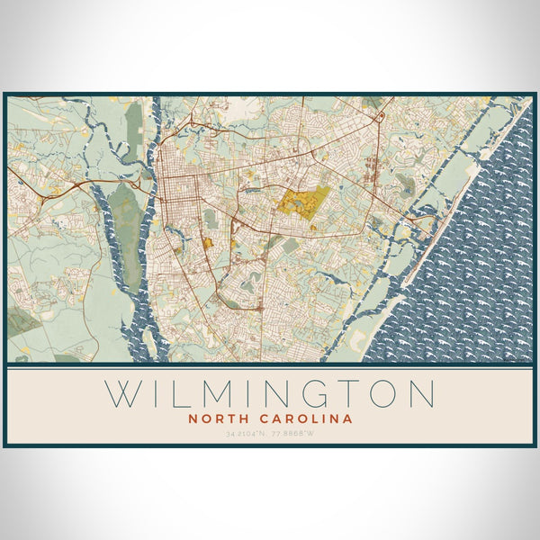 Wilmington - North Carolina Map Print in Woodblock