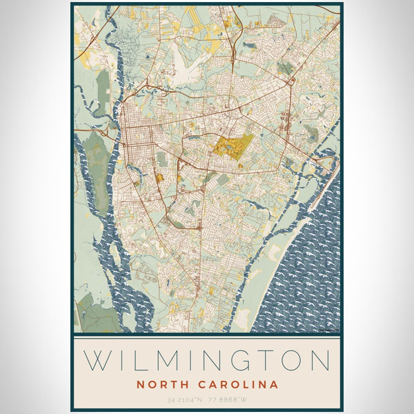 Wilmington - North Carolina Map Print in Woodblock