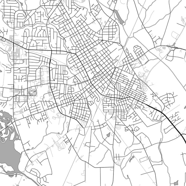Wilson North Carolina Map Print in Classic Style Zoomed In Close Up Showing Details