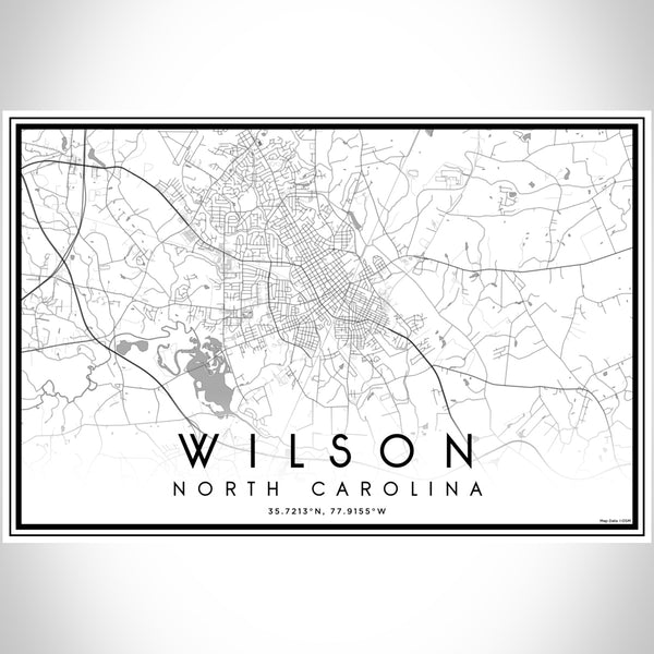 Wilson North Carolina Map Print Landscape Orientation in Classic Style With Shaded Background