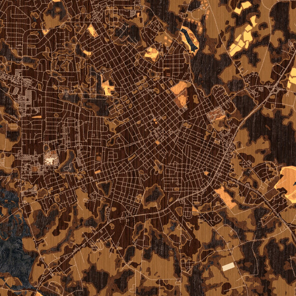 Wilson North Carolina Map Print in Ember Style Zoomed In Close Up Showing Details