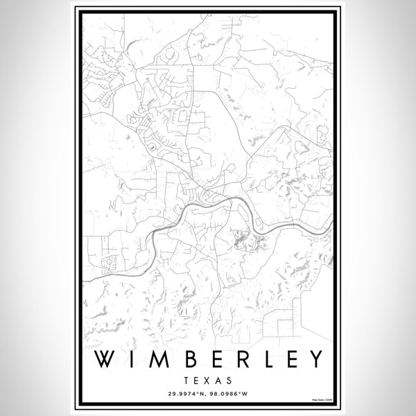 Wimberley Texas Map Print Portrait Orientation in Classic Style With Shaded Background