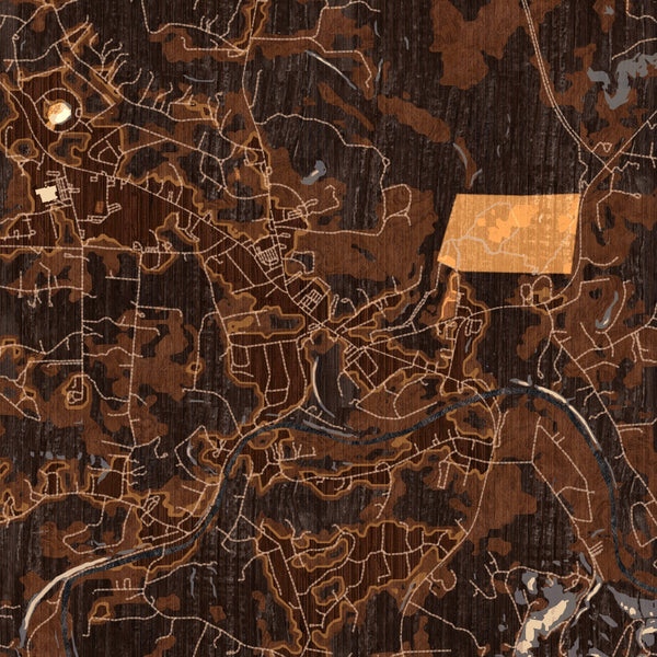 Wimberley Texas Map Print in Ember Style Zoomed In Close Up Showing Details