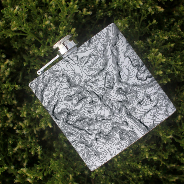 Wind River Range Wyoming Custom Engraved City Map Inscription Coordinates on 6oz Stainless Steel Flask in White