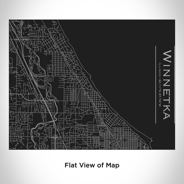 Rendered View of Winnetka Illinois Map Engraving on 20oz Stainless Steel Insulated Bottle with Bamboo Top in Black