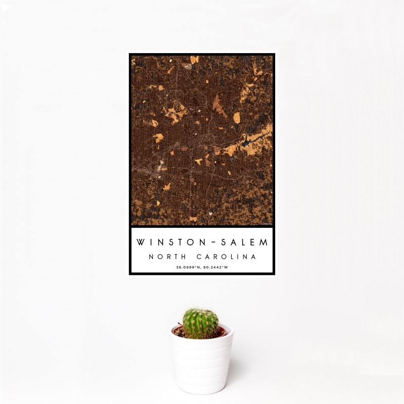 Winston-Salem - North Carolina Map Print in Ember