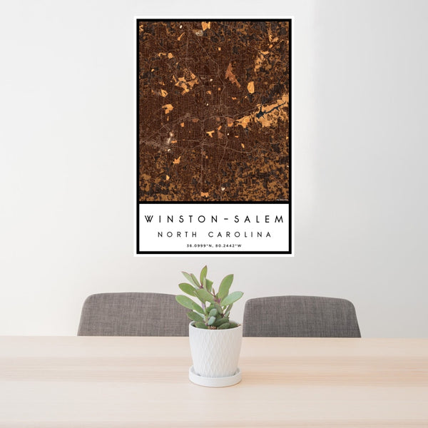 Winston-Salem - North Carolina Map Print in Ember
