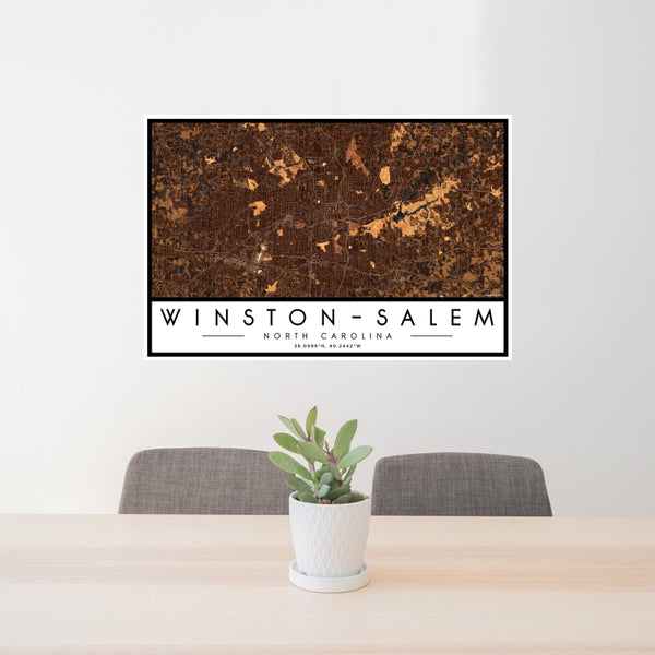 Winston-Salem - North Carolina Map Print in Ember