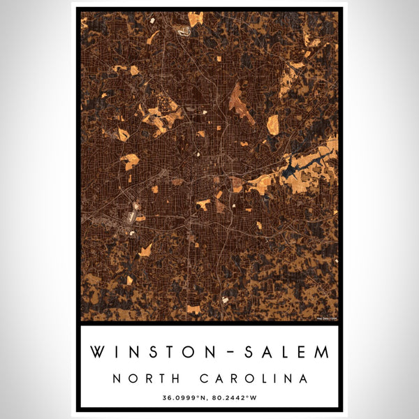 Winston-Salem - North Carolina Map Print in Ember