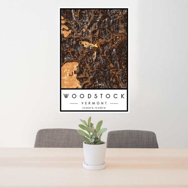 Woodstock - Vermont Map Print in Ember