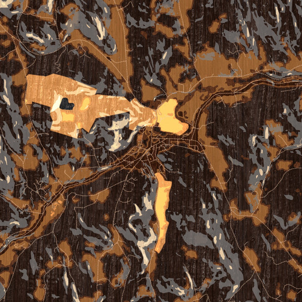 Woodstock - Vermont Map Print in Ember