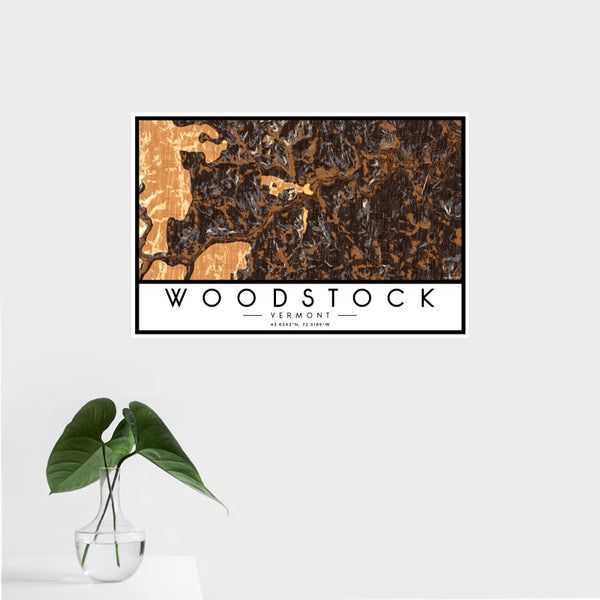 Woodstock - Vermont Map Print in Ember