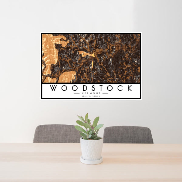Woodstock - Vermont Map Print in Ember