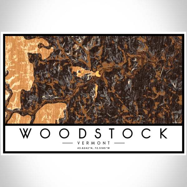 Woodstock - Vermont Map Print in Ember