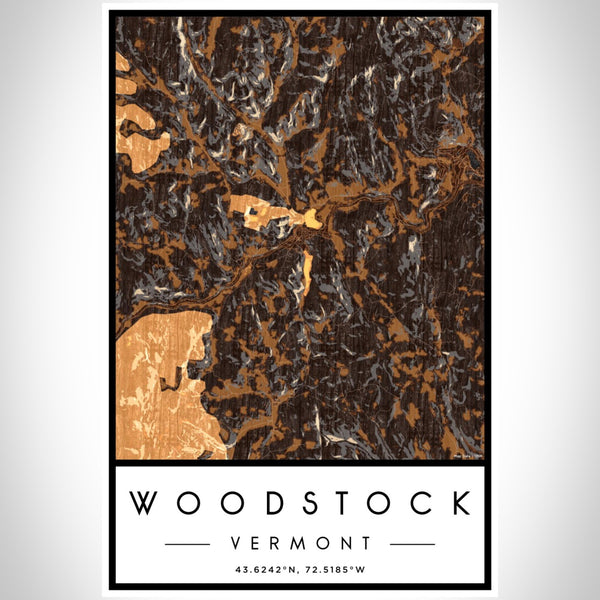 Woodstock - Vermont Map Print in Ember