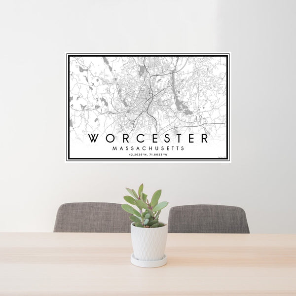 Worcester - Massachusetts Classic Map Print
