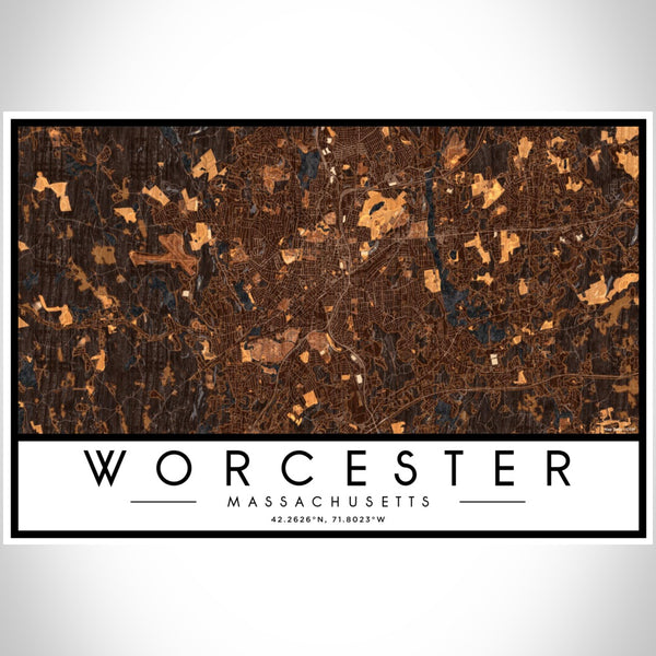 Worcester - Massachusetts Map Print in Ember